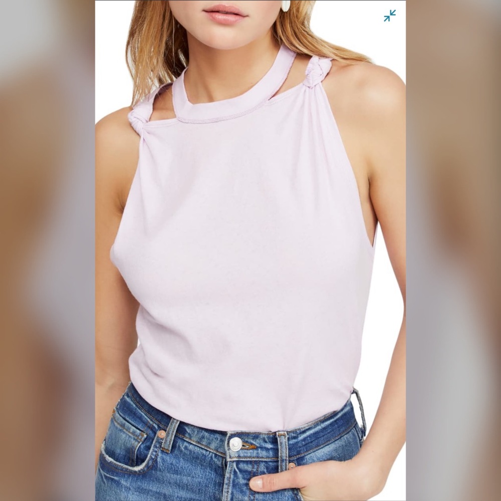 SOLD - Free People Tank Top Halter Knot Tie Pink